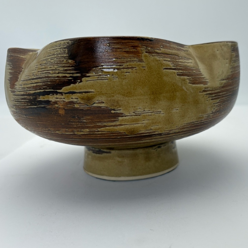 Vintage Japanese Chawan Tea Ceremony Pedestal Pottery Bowl